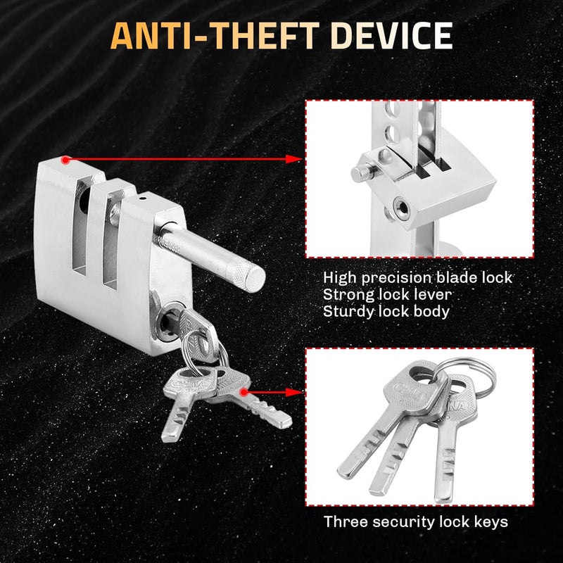 weyleity 9 Holes Brake Pedal Lock | Anti-Theft Clutch Safety Lock Car Brake Pedal Security Lock Tool with 3 Keys Auto Stainless Steel Clutch Lock Compatible with Pedals Less Than 0.54 inches/13.9mm - Image 5